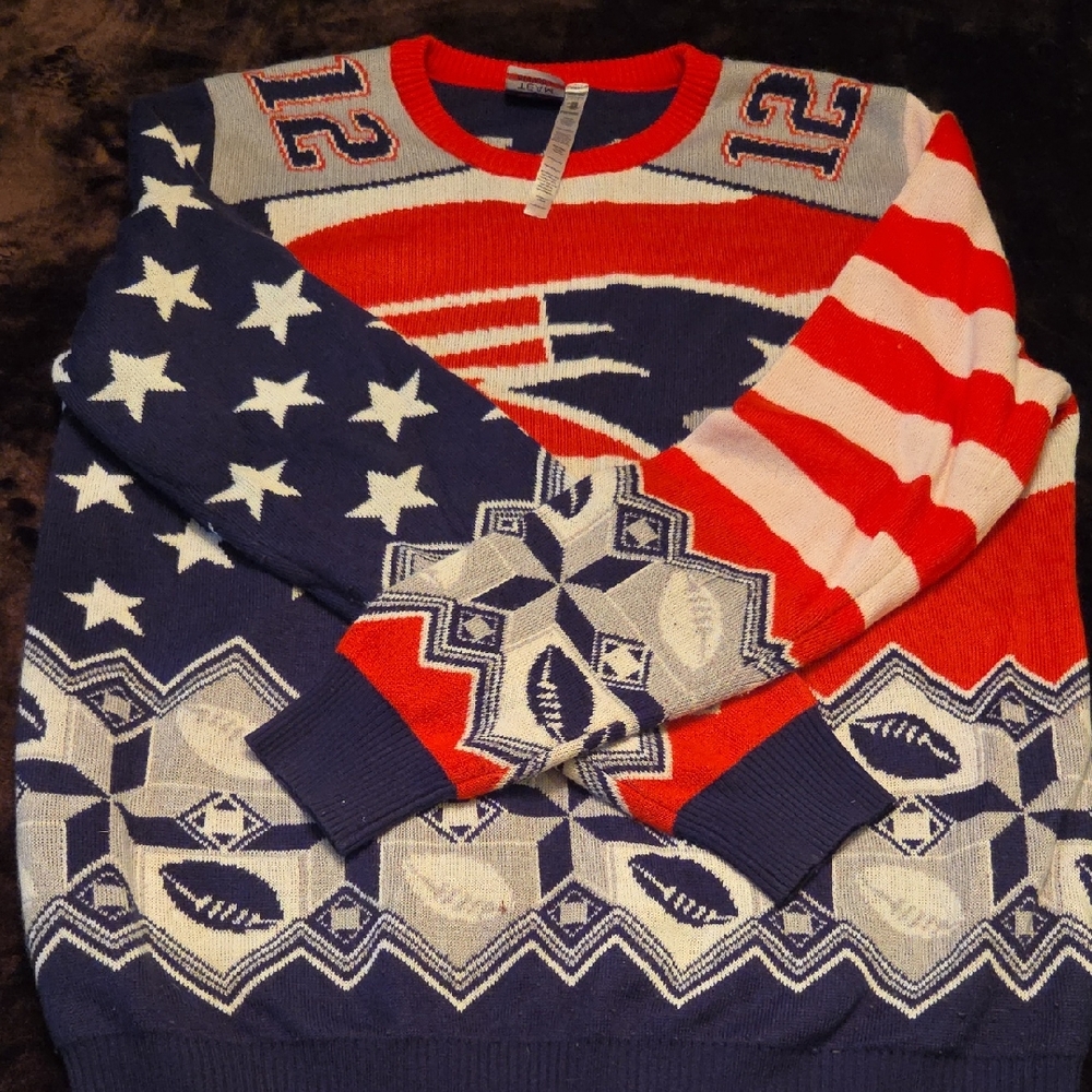 GO PATS! Brady Mens NFL Patriots Ugly Crewneck Sweater, XL